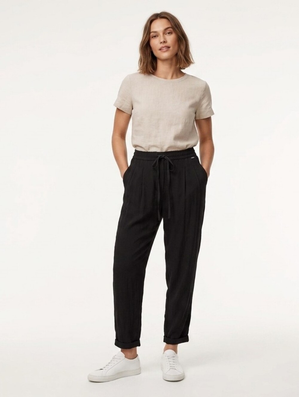 Wilfred black viscose drawstring pants large